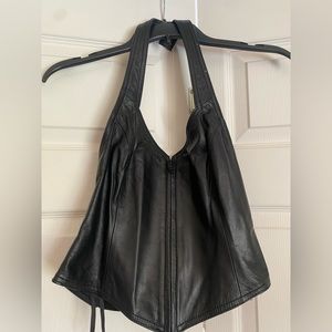 Black Leather Wilson Leather Halter Top